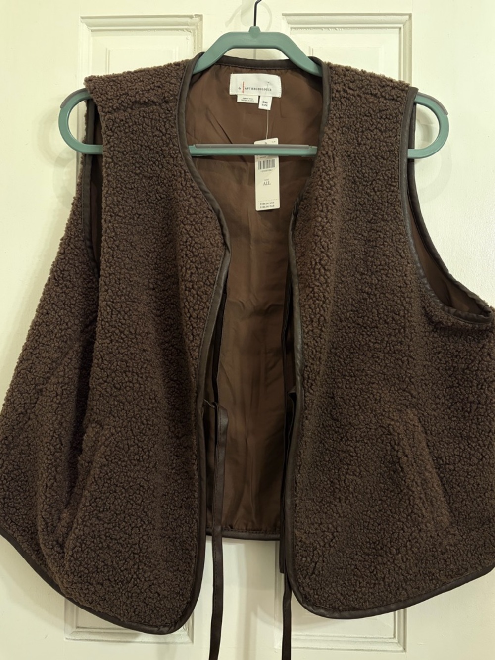 NWT anthropologie faux shearling tie front vest - Picture 4 of 5